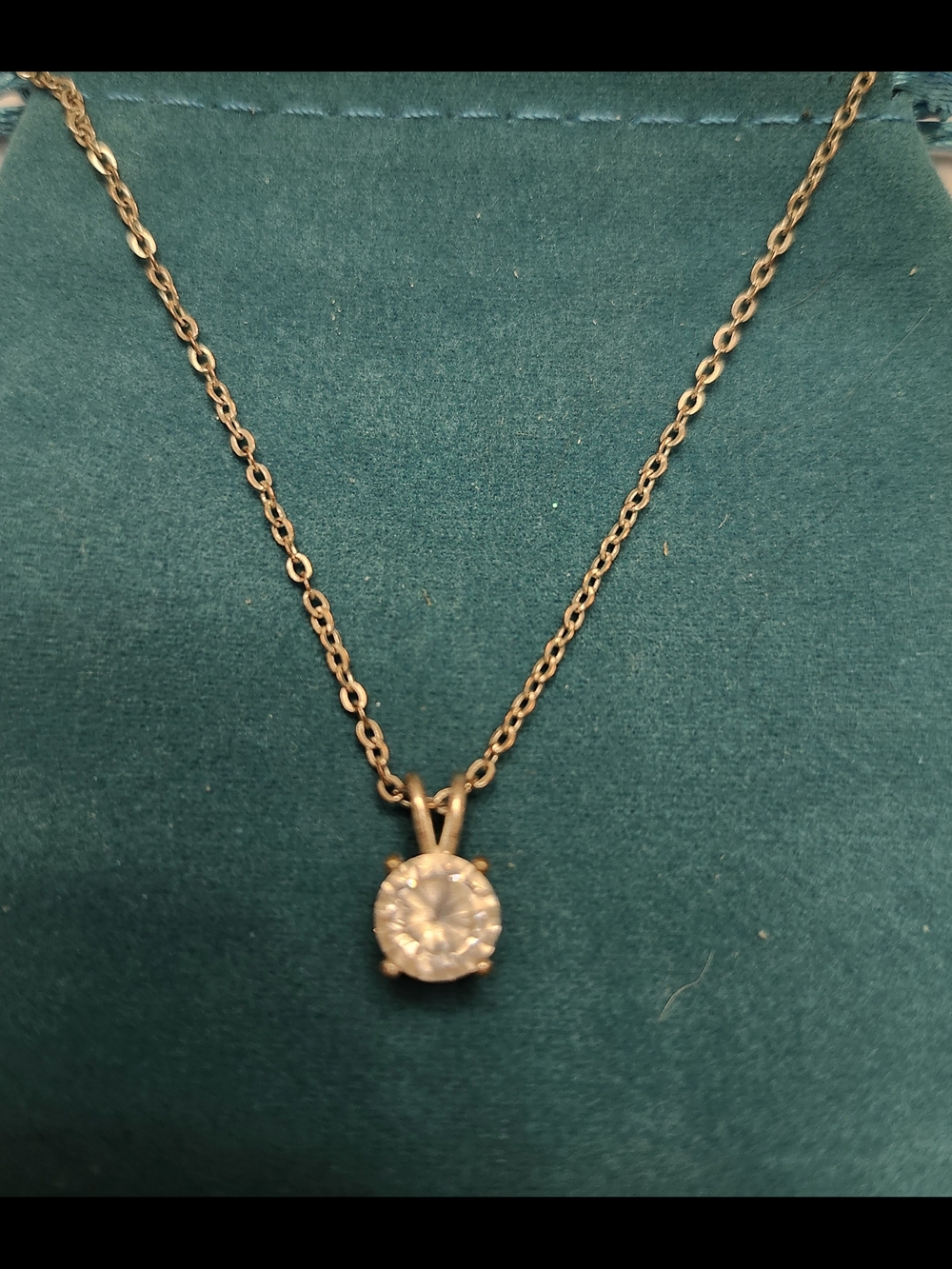 Vintage Avon Classic Round Solitaire Pendant Necklace in Silver Tone Metal